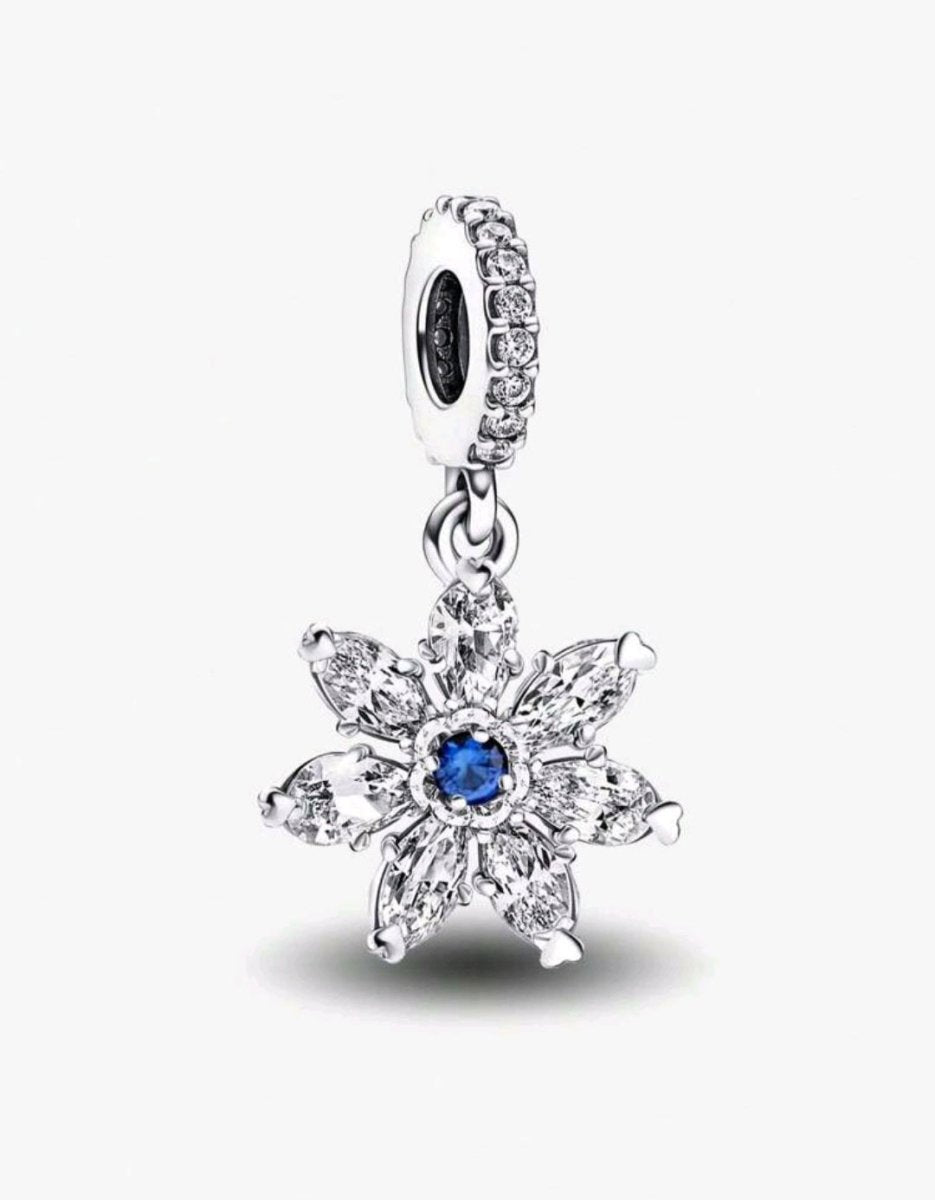 Sterling Silver Sparkling Snowflake Charm - Enchanting Charms