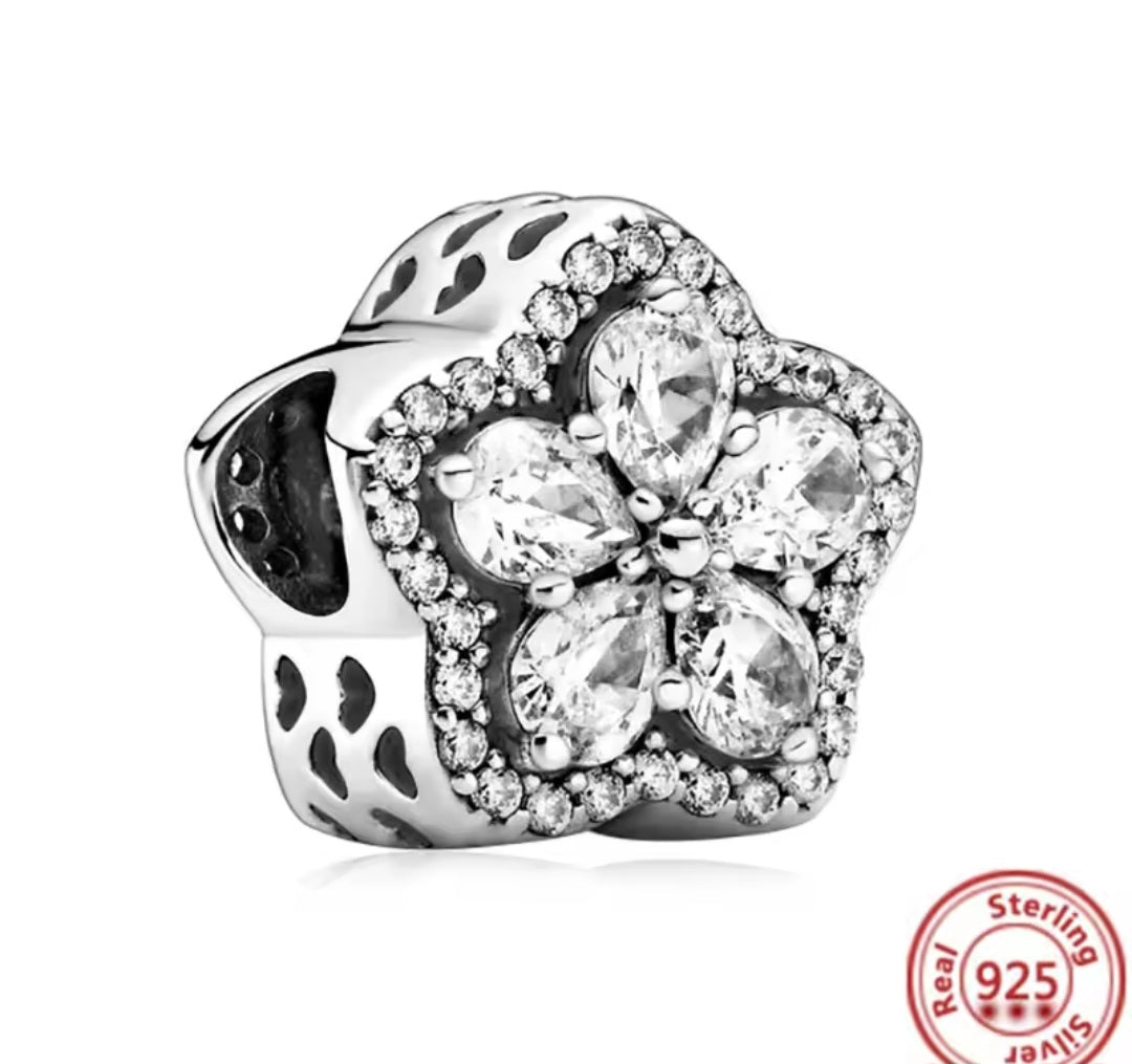 Sterling Silver Sparkling Snowflake Charm - Enchanting Charms