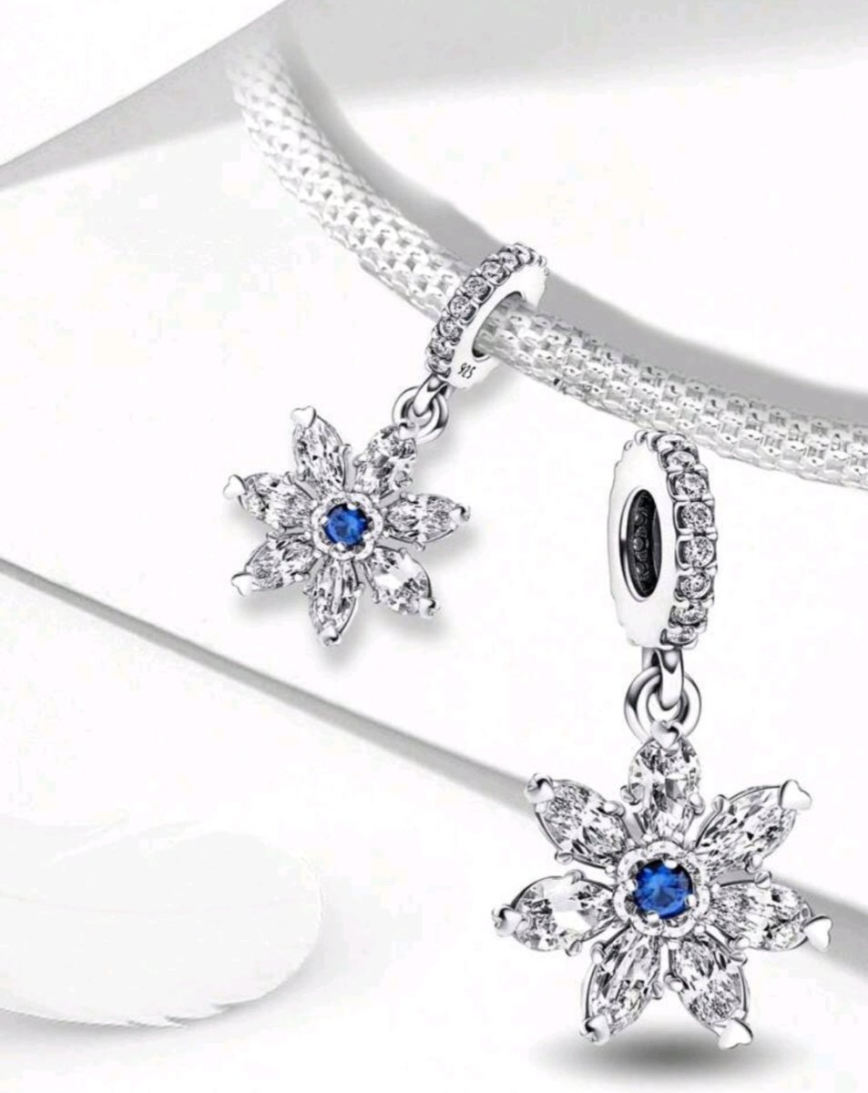 Sterling Silver Sparkling Snowflake Charm - Enchanting Charms