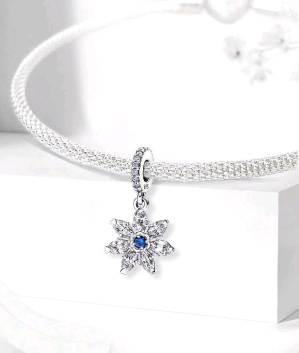 Sterling Silver Sparkling Snowflake Charm - Enchanting Charms