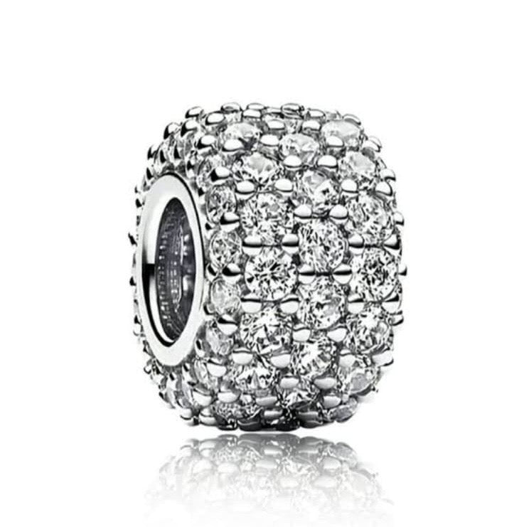 Sterling Silver Sparkling Tripple Row Spacer Charm - Enchanting Charms