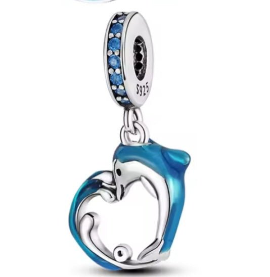 Sterling Silver Sparkming Dolphin Charm - Enchanting Charms