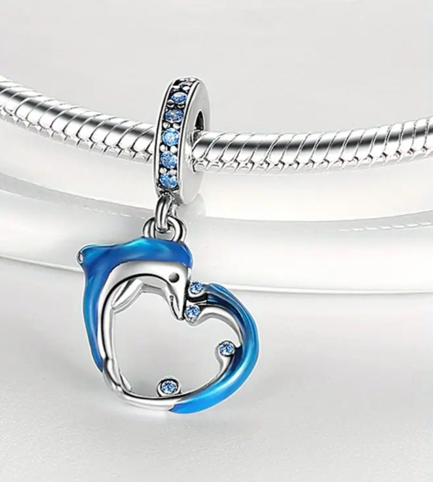 Sterling Silver Sparkming Dolphin Charm - Enchanting Charms