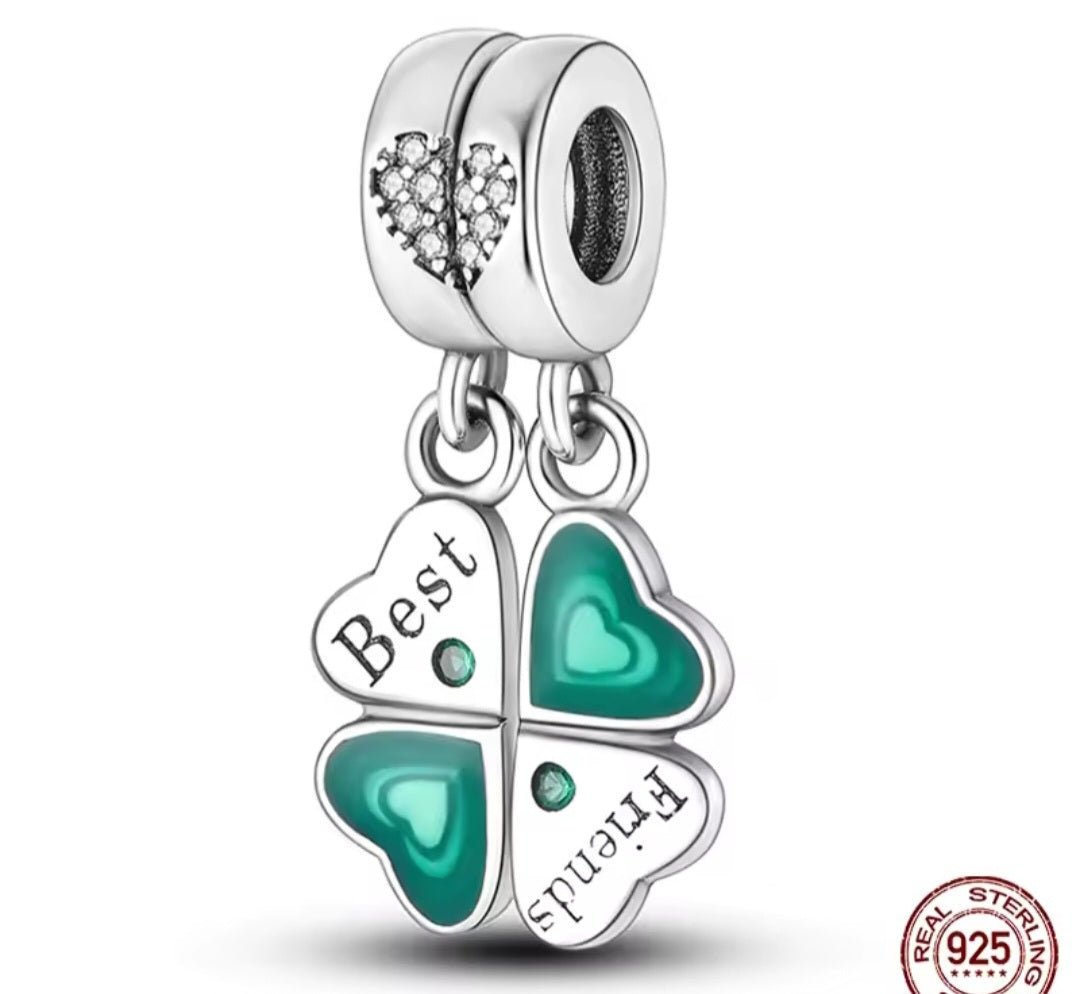 Sterling Silver Splittable Sparkling Hearts Best Friends Charm - Enchanting Charms