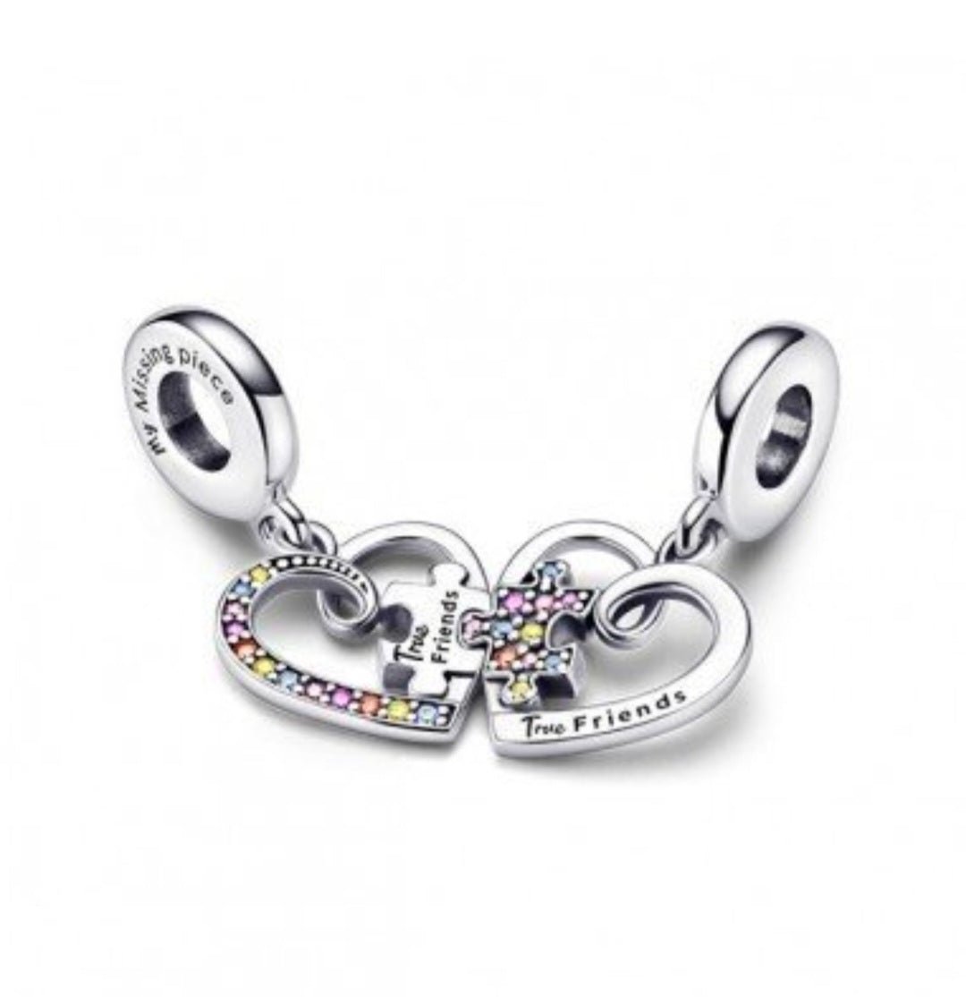 Sterling Silver Splittable True Friends Puzzle Piece Charm - Enchanting Charms