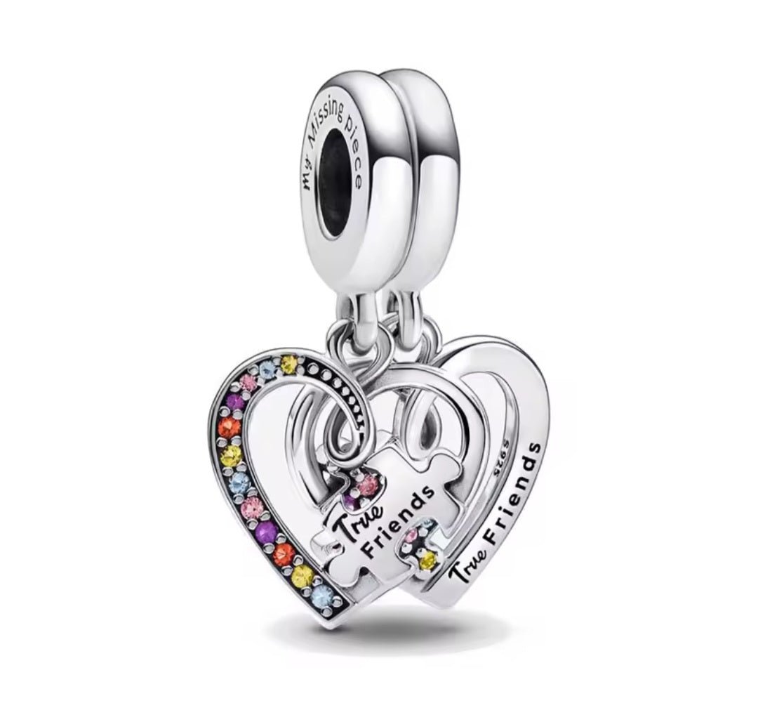 Sterling Silver Splittable True Friends Puzzle Piece Charm - Enchanting Charms