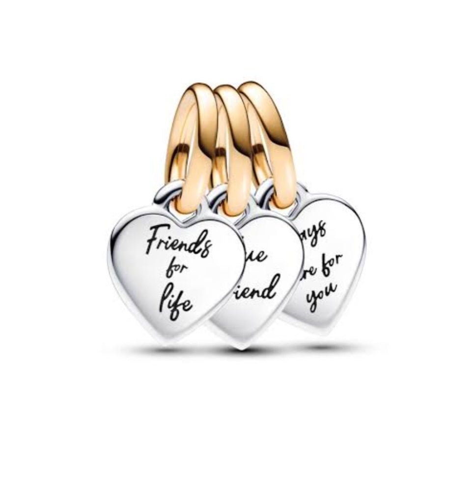 Sterling Silver Splitting Tripple Friends For Life Charm - Enchanting Charms