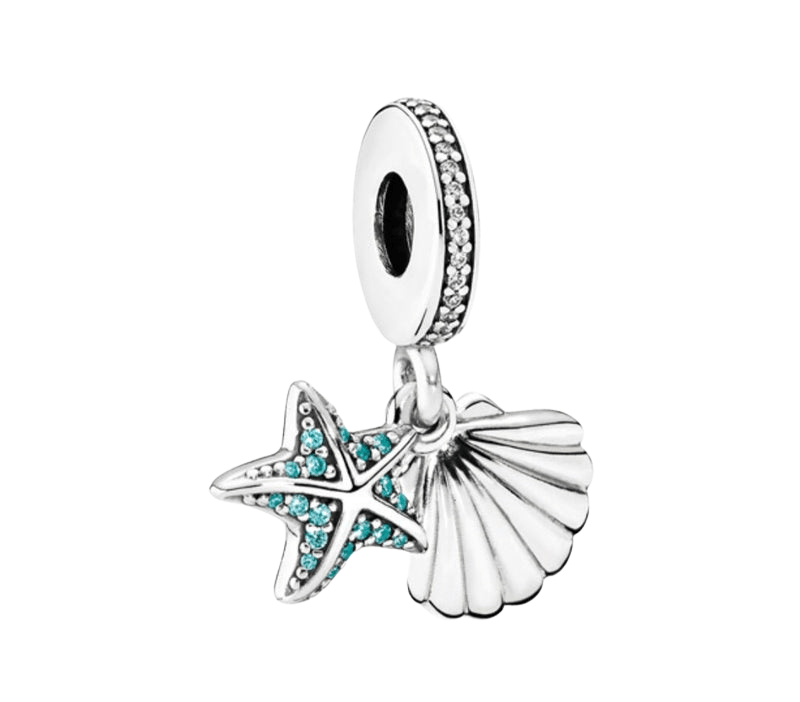 Sterling Silver Starfish & Shell Charm - Enchanting Charms