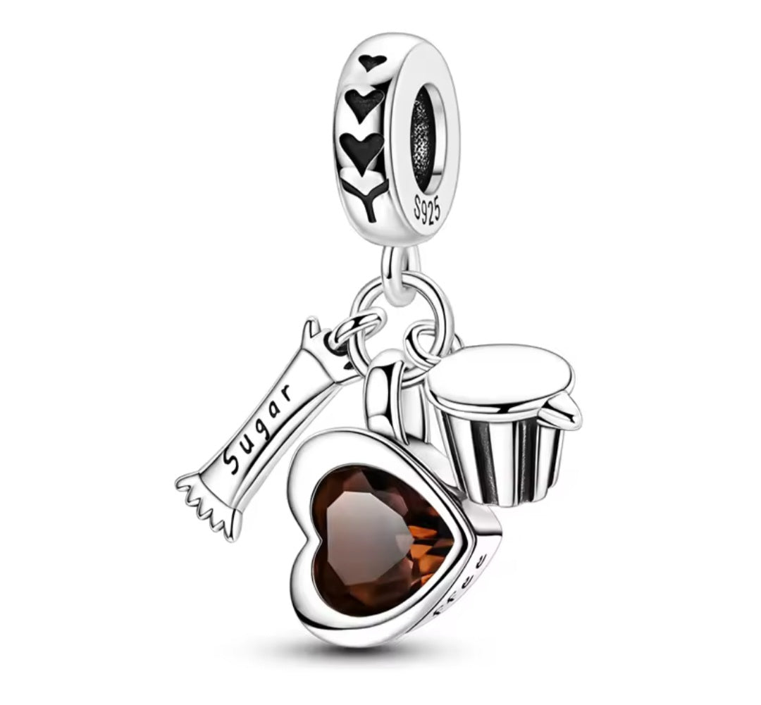 Sterling Silver Sugar& Coffee Charm - Enchanting Charms