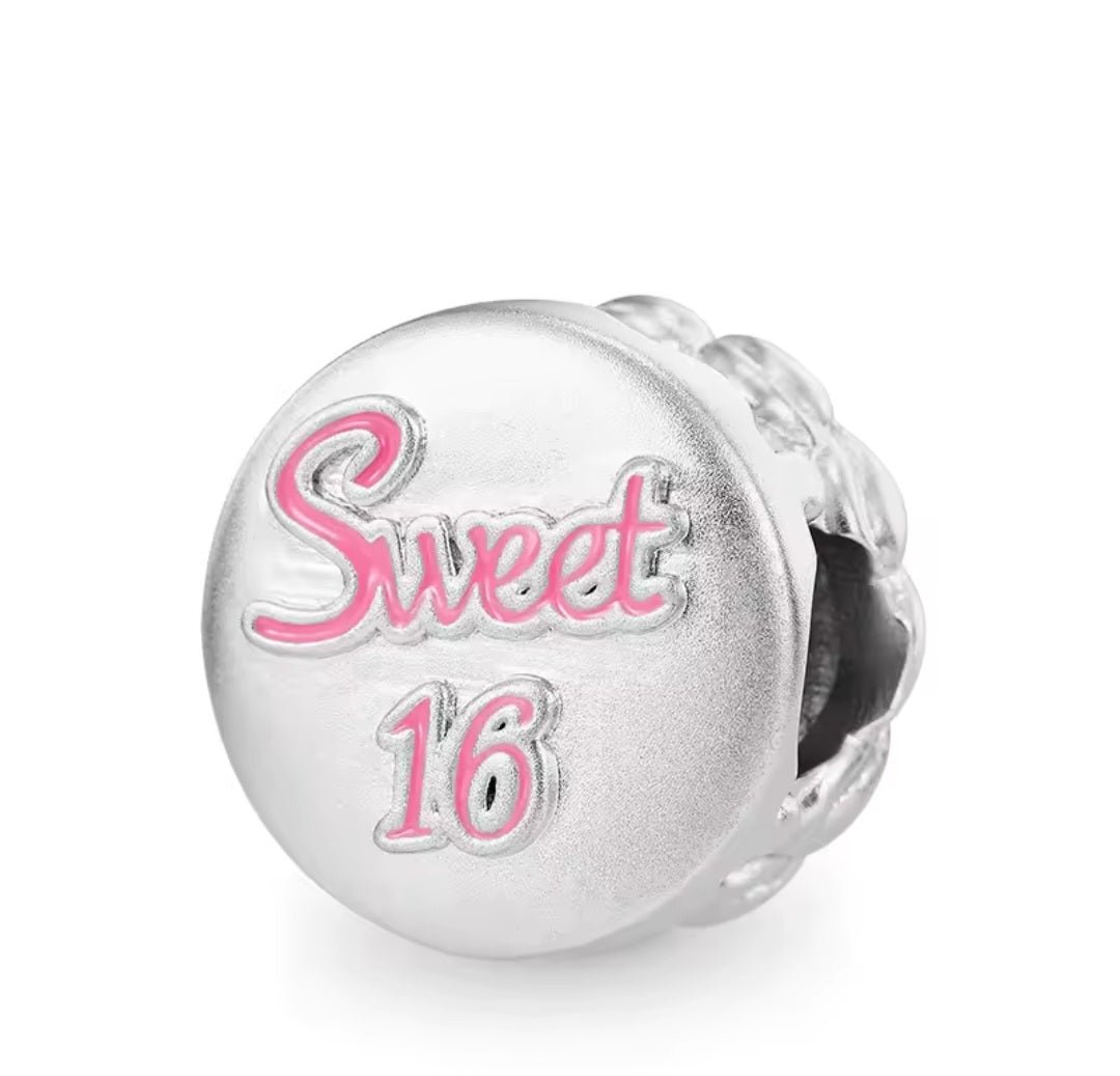 Sterling Silver Sweet 16 Birthday Charm - Enchanting Charms