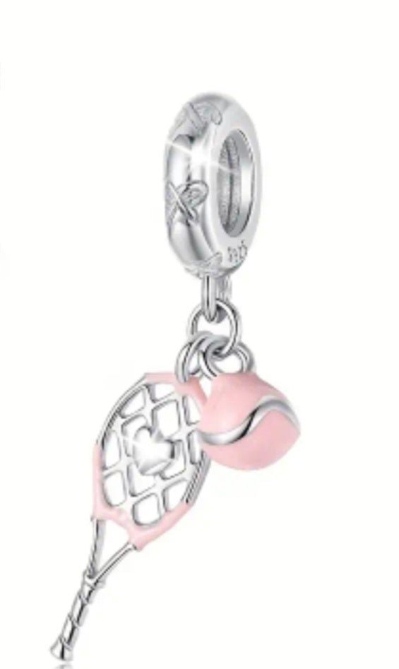 Sterling Silver Tennis Racket 🎾 & Ball Charm - Enchanting Charms