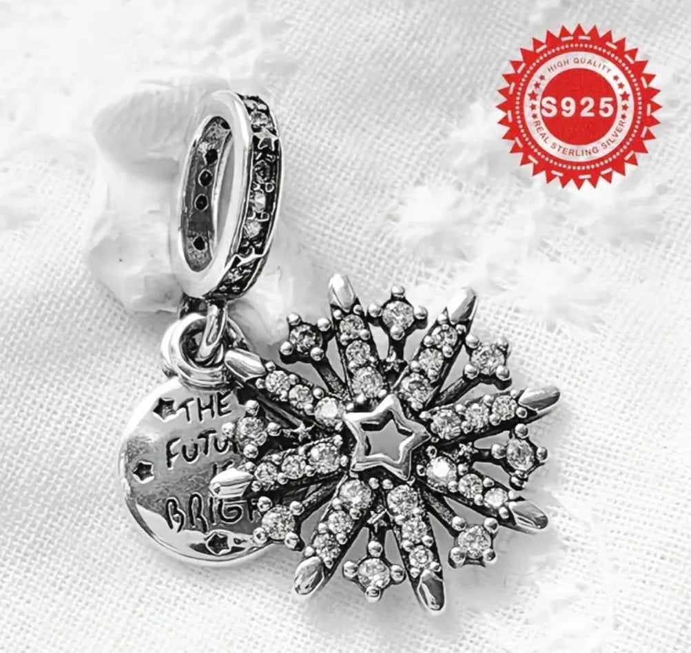 Sterling Silver The Future Is Bright Pendant Sparkling Charm - Enchanting Charms
