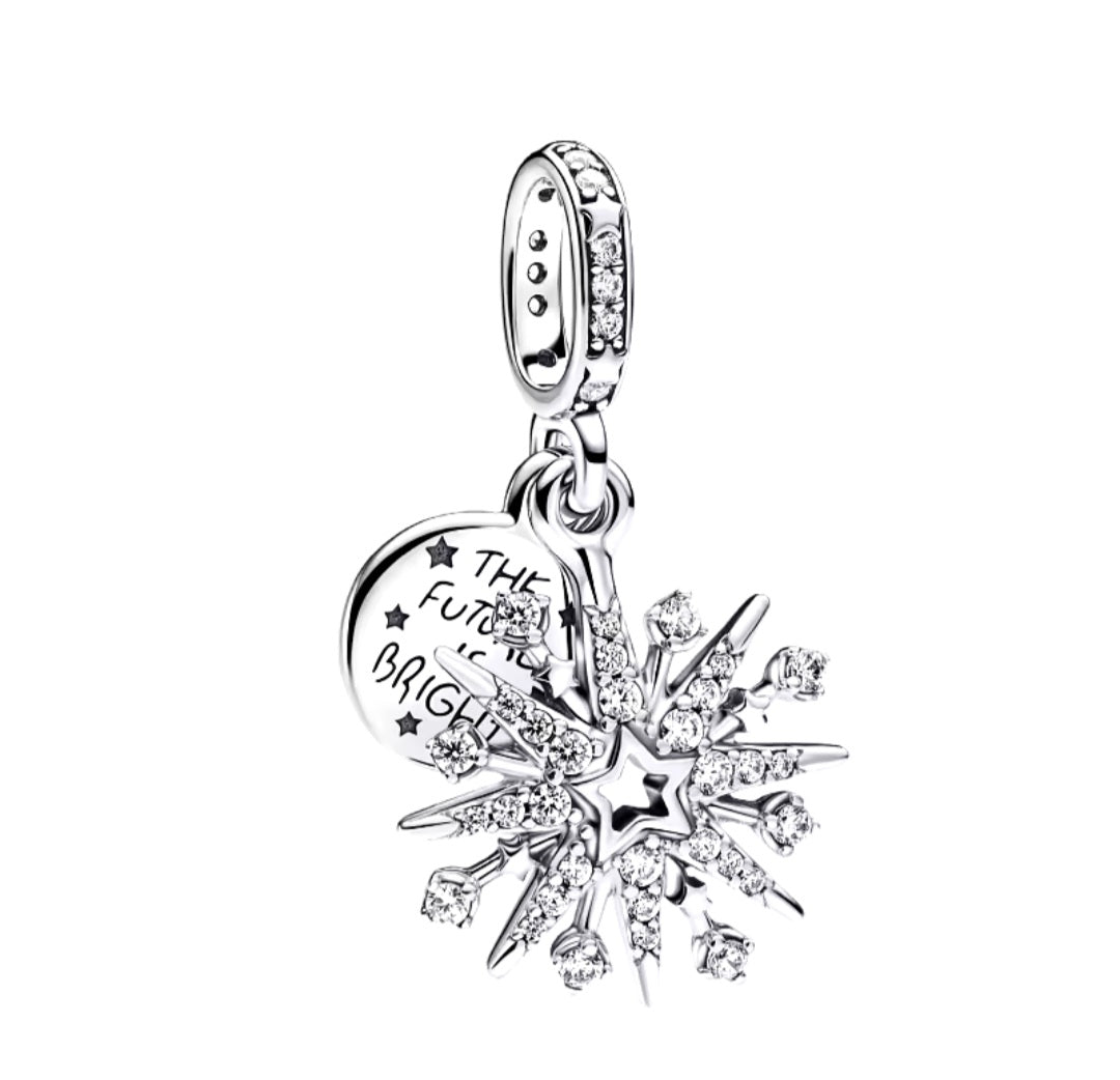 Sterling Silver The Future Is Bright Pendant Sparkling Charm - Enchanting Charms
