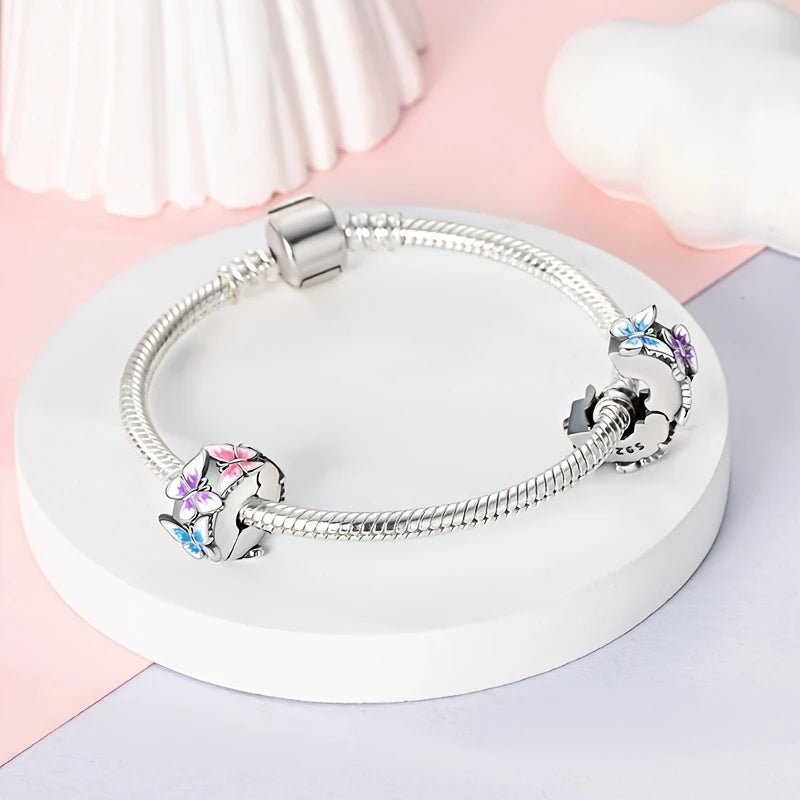 Sterling Silver Triple Colour Butterfly Charm - Enchanting Charms