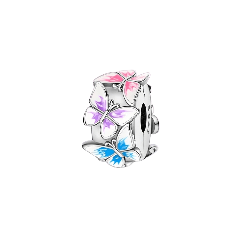 Sterling Silver Triple Colour Butterfly Charm - Enchanting Charms