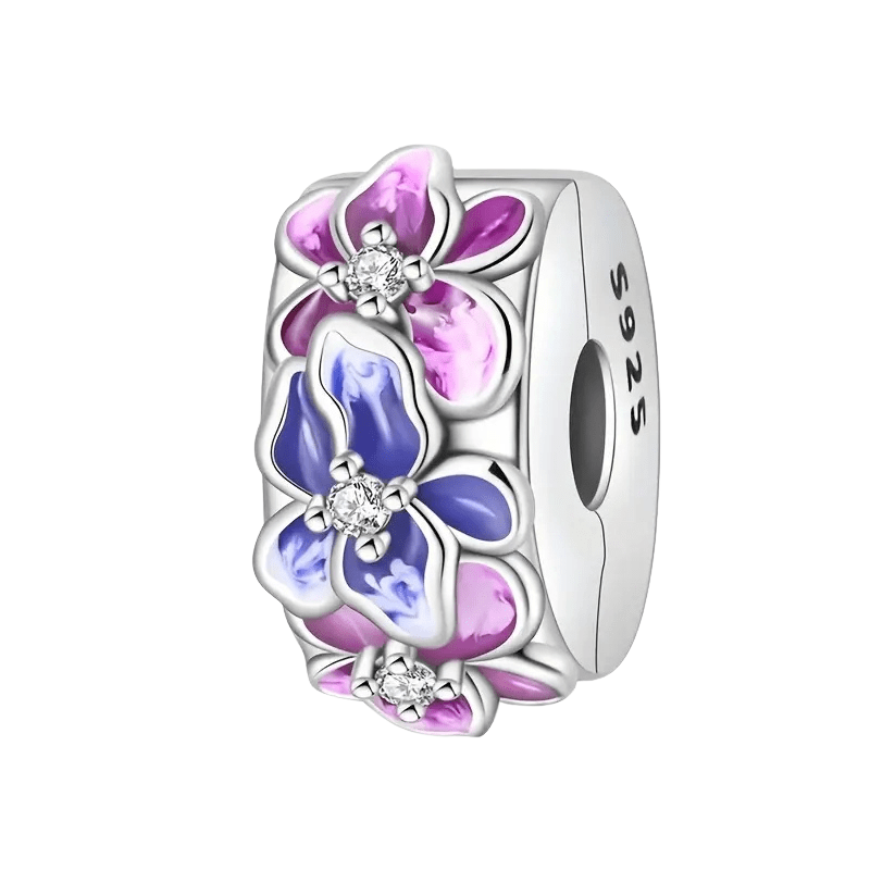 Sterling Silver Triple Flower Clip Charm - Enchanting Charms