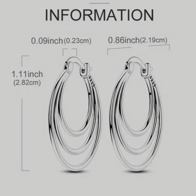Sterling Silver Triple Hoop Earrings - Enchanting Charms