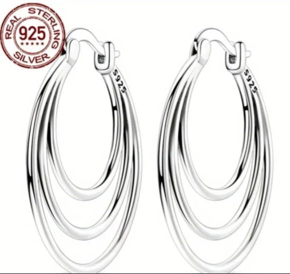 Sterling Silver Triple Hoop Earrings - Enchanting Charms