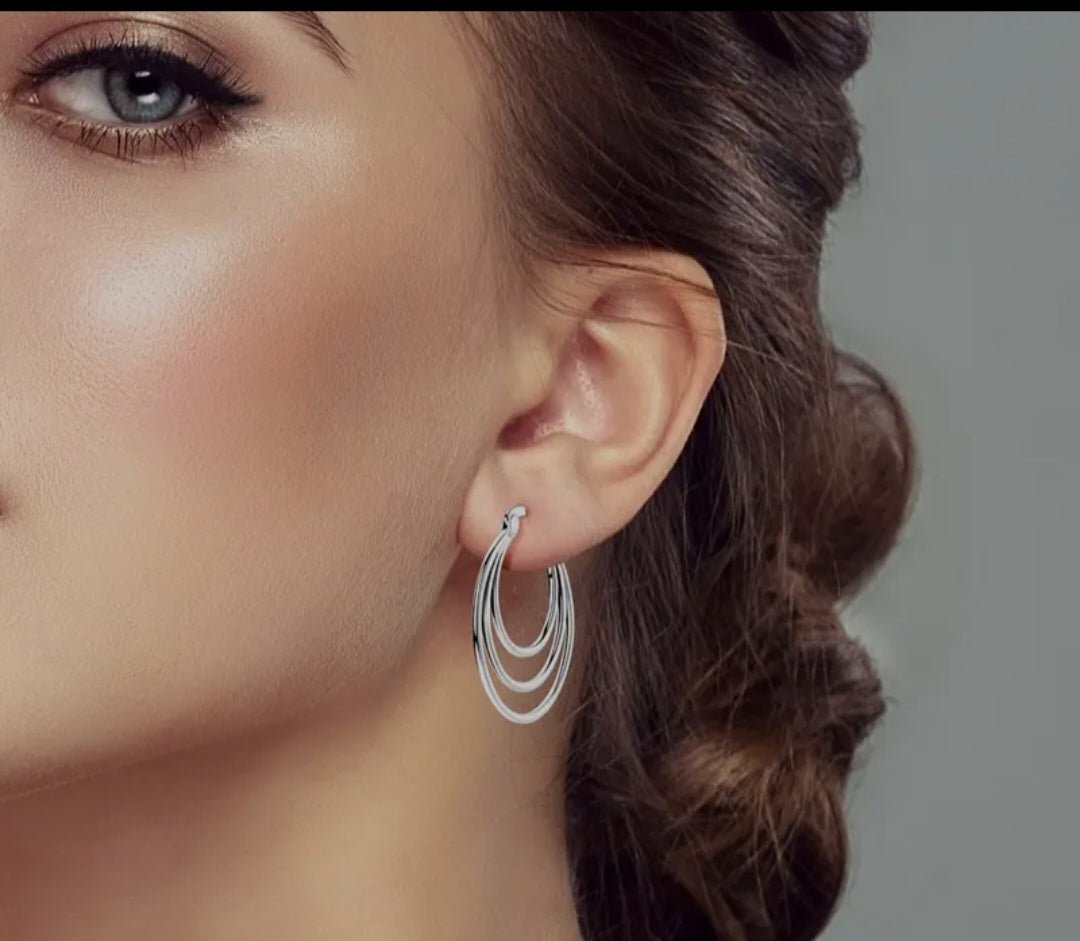 Sterling Silver Triple Hoop Earrings - Enchanting Charms