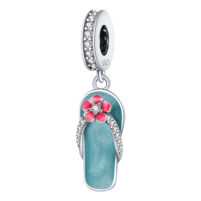 Sterling Silver Tropical Leaf & Sandel Charm - Enchanting Charms