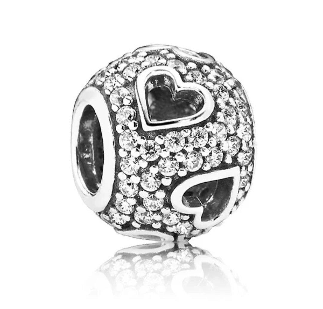 Sterling Silver Tumbling Hearts Charm - Enchanting Charms