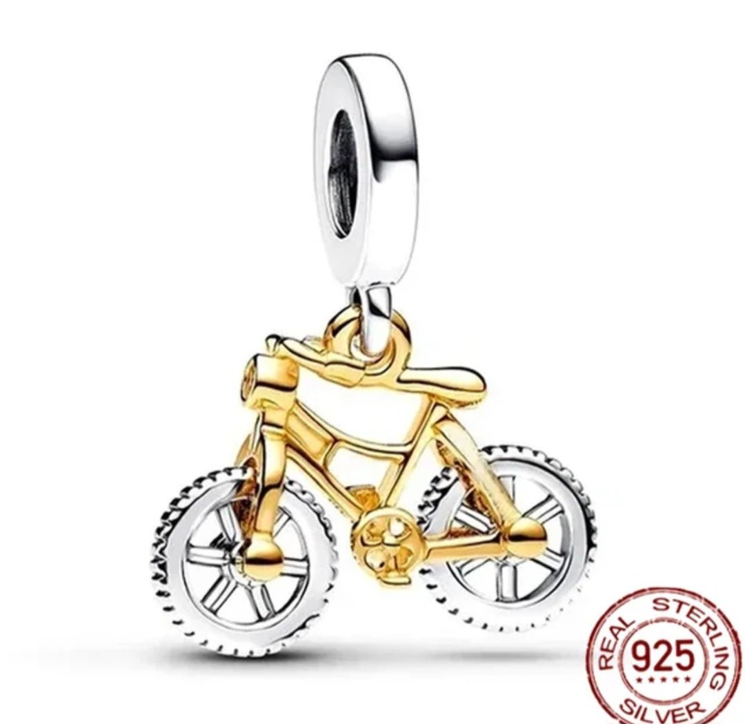 Sterling Silver Two Tone Bicycle Charm - Enchanting Charms