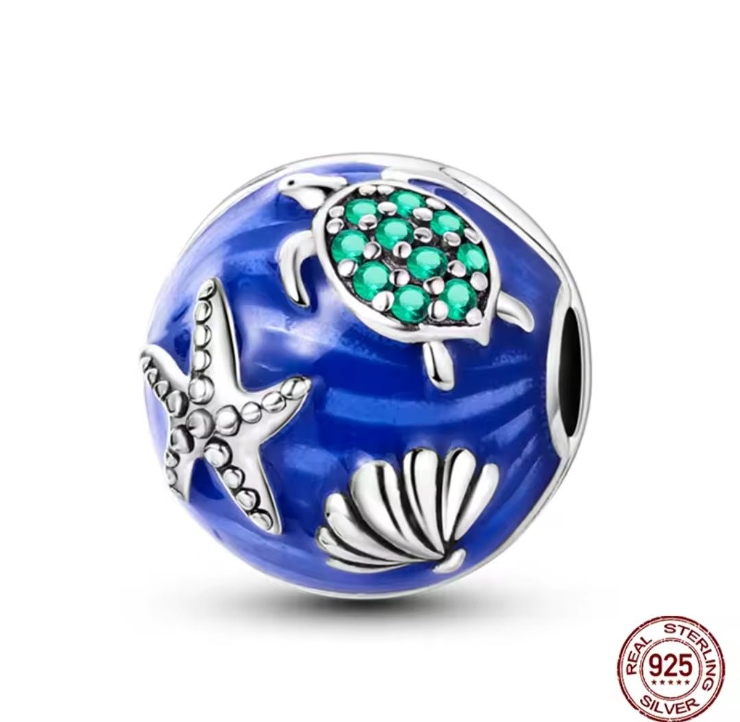 Sterling Silver Under The Sea Sparkling Blue Charm - Enchanting Charms