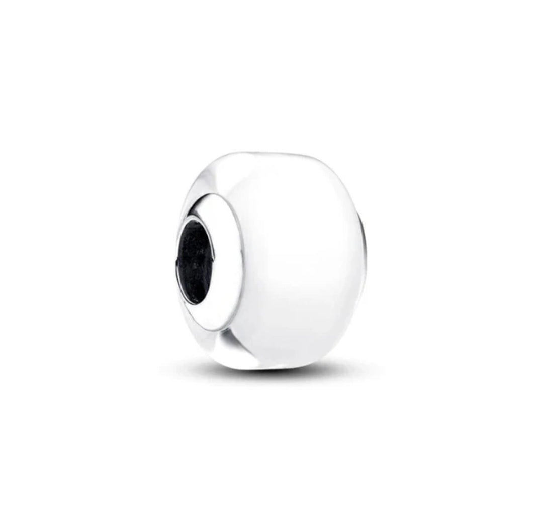 Sterling Silver White Murano Glass Charm - Enchanting Charms