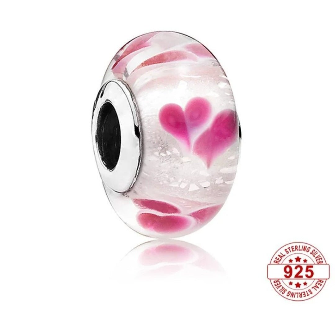 Sterling Silver Wild Hearts Murano Glass Charm - Enchanting Charms