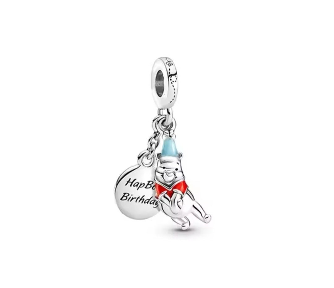 Sterling Silver Winnie The Pooh Birthday Charm - Enchanting Charms