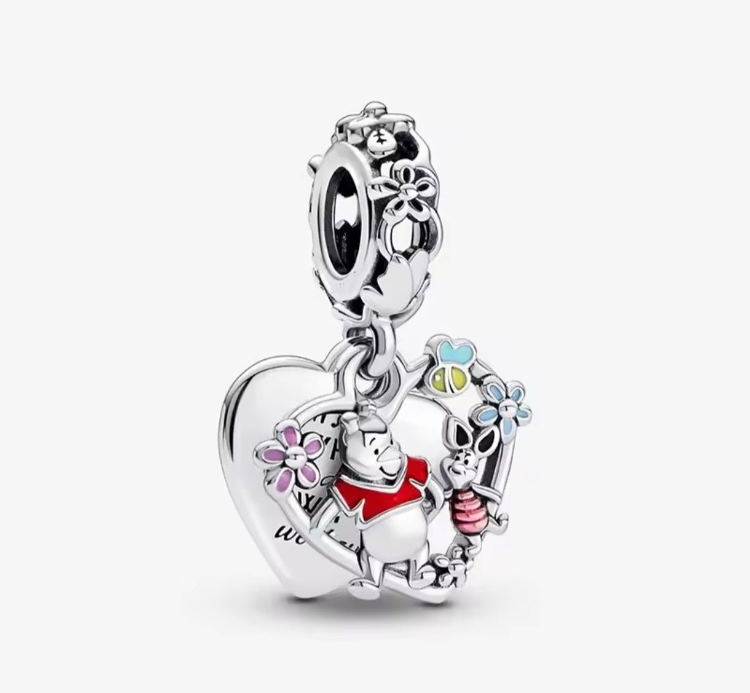 Sterling Silver Winnie The Pooh & Piglet Friendship Charm - Enchanting Charms