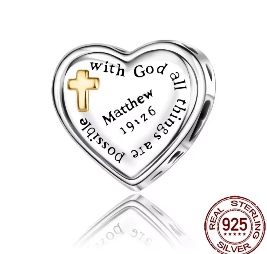 Sterling Silver With God All Things Are Possible Charm - Enchanting Charms