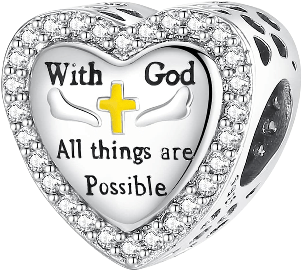Sterling Silver With God All Things Are Possible Charm - Enchanting Charms
