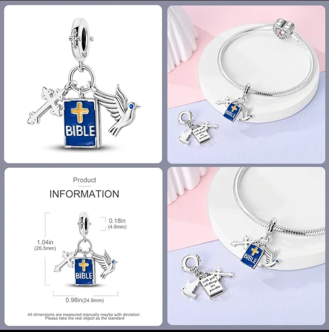 Sterling Silver With God All Things Are Possible Cross Charm - Enchanting Charms