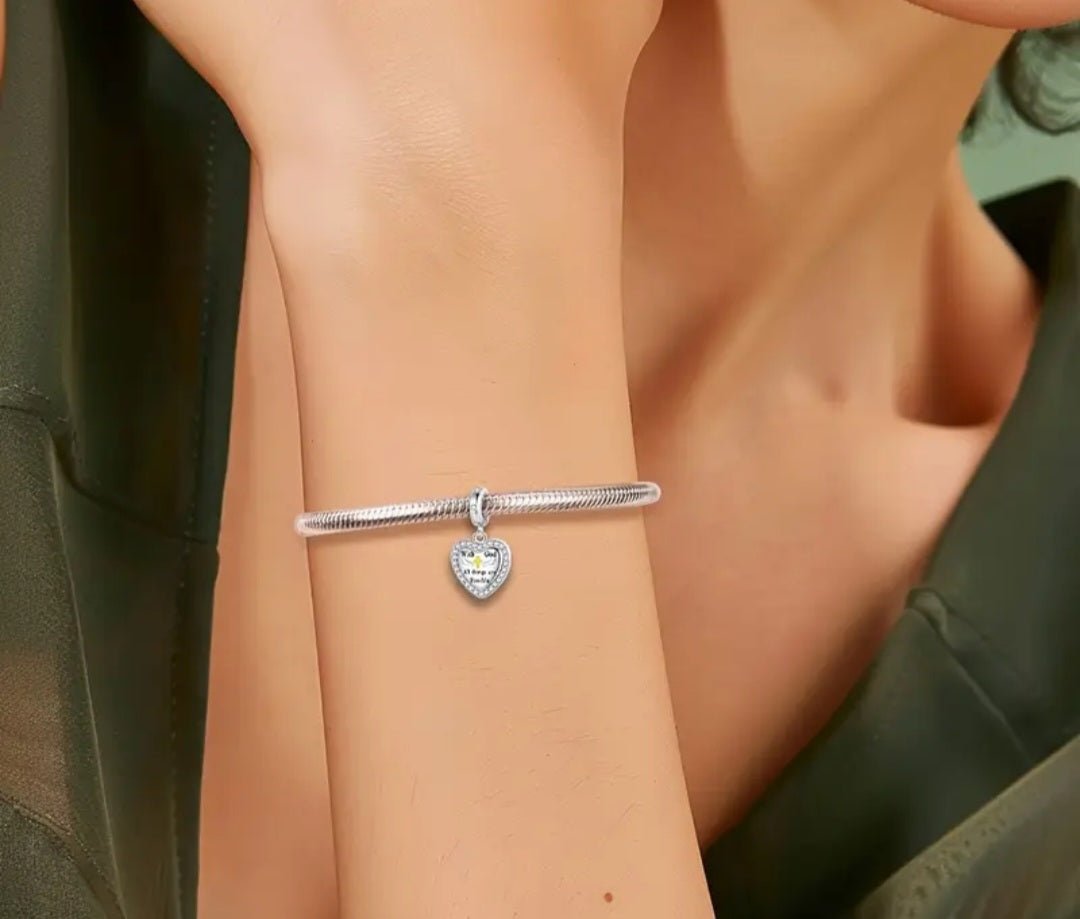 Sterling Silver With God All Things Are Possible Sparkling Heart Charm - Enchanting Charms