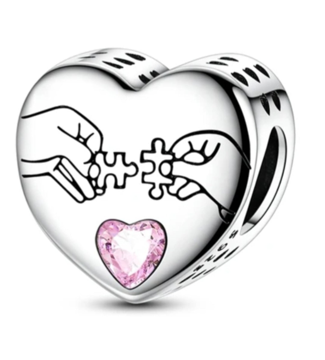 Sterling Silver You Are My Puzzle Piece Heart Charm - Enchanting Charms