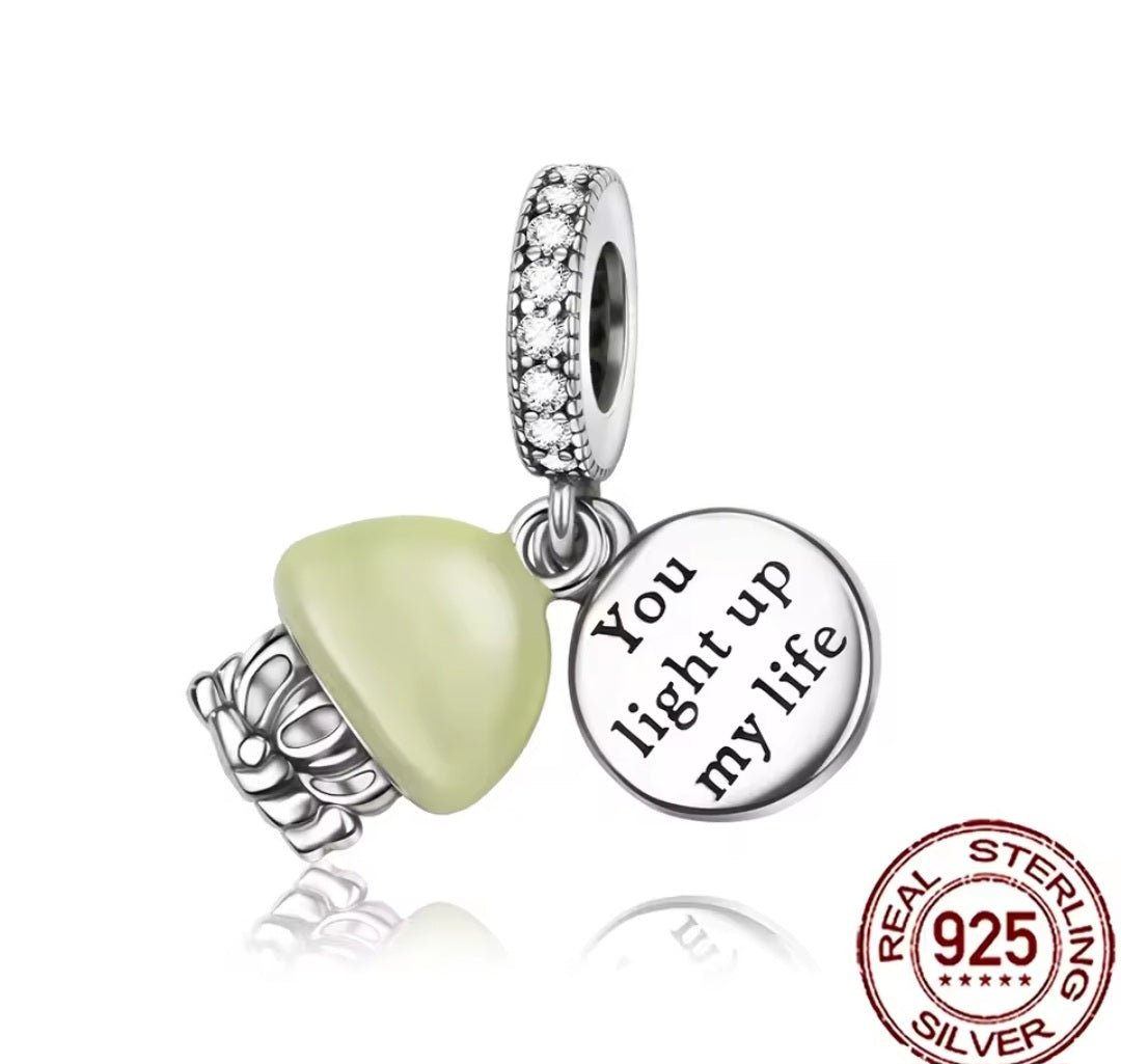 Sterling Silver You Light Up My Life Glow In The Dark Charm - Enchanting Charms
