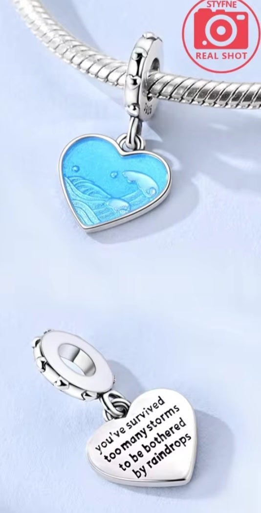 Sterling Silver You've Survived Too Many Storms To be Bothered By Raindrops Charm - Enchanting Charms
