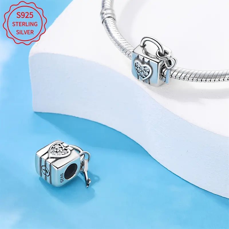 Sterling Silvery Heart Lock Charm - Enchanting Charms