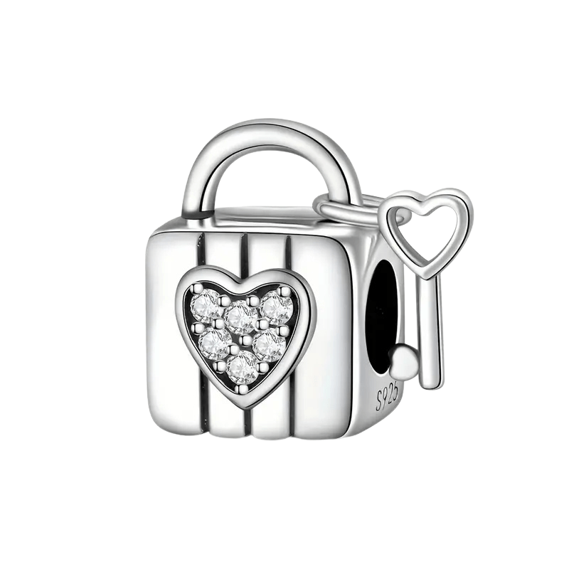 Sterling Silvery Heart Lock Charm - Enchanting Charms