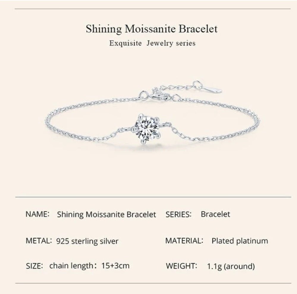 Sterling Silver 15+3cm 0.6 Carat Kate Moissanite Strand Bracelet - EnchantingCharms