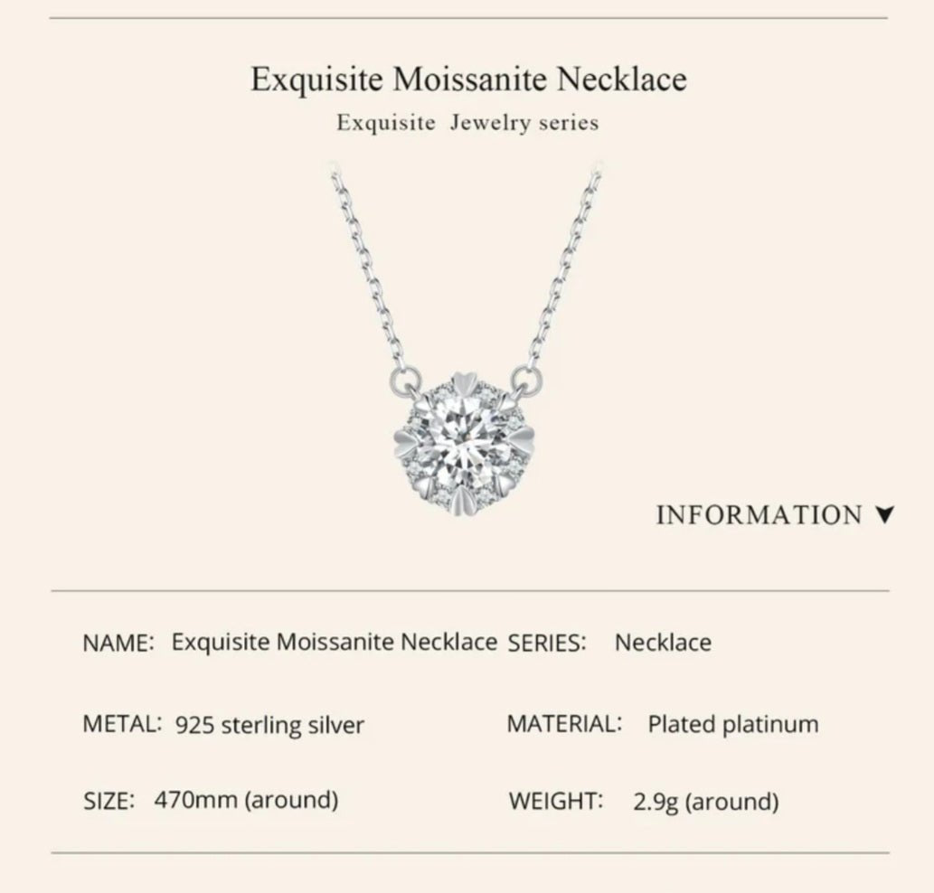 Sterling Silver 47cm 1.0 Carat Grace Moissanite Necklace - EnchantingCharms