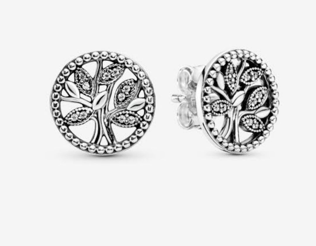 Sterling Silver Bling Family Tree Stud Earrings - EnchantingCharms
