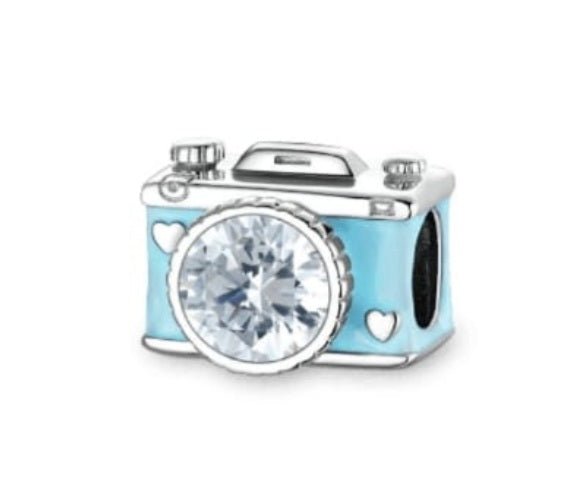 Sterling Silver Blue Camera Charm - EnchantingCharms