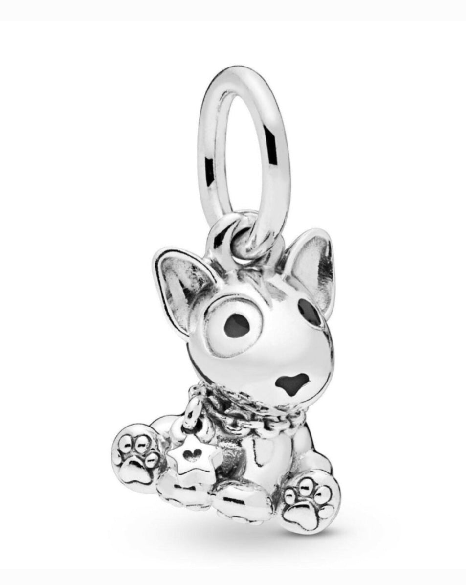 Sterling Silver Bull Terrier Puppy Charm - EnchantingCharms