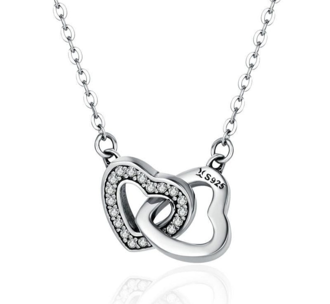 Sterling Silver Connected Hearts Pendant Necklace - EnchantingCharms