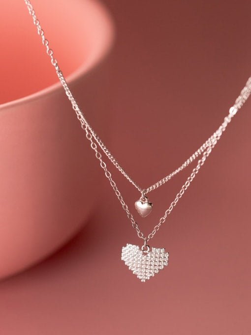 Sterling Silver Double Heart Necklace - EnchantingCharms