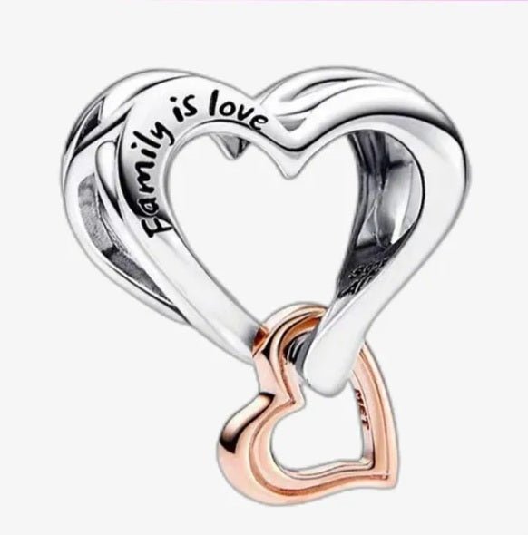 Sterling Silver Family is Love Heart Charm - EnchantingCharms