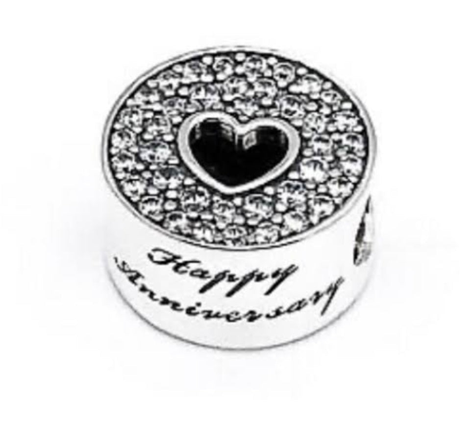 Sterling Silver Happy Anniversary Heart Charm - EnchantingCharms