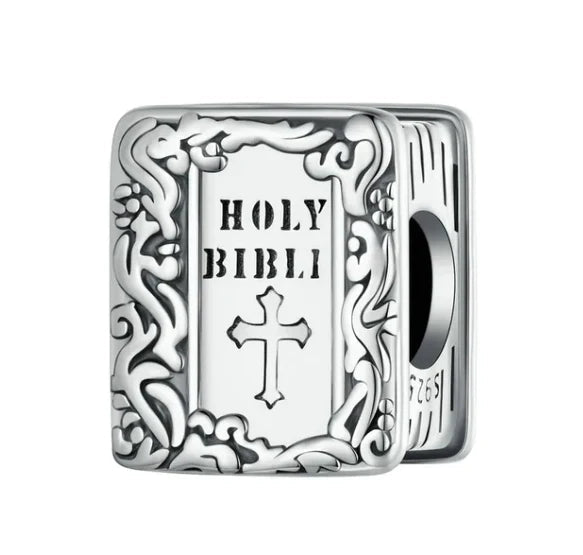Sterling Silver Holy Bible Charm - EnchantingCharms